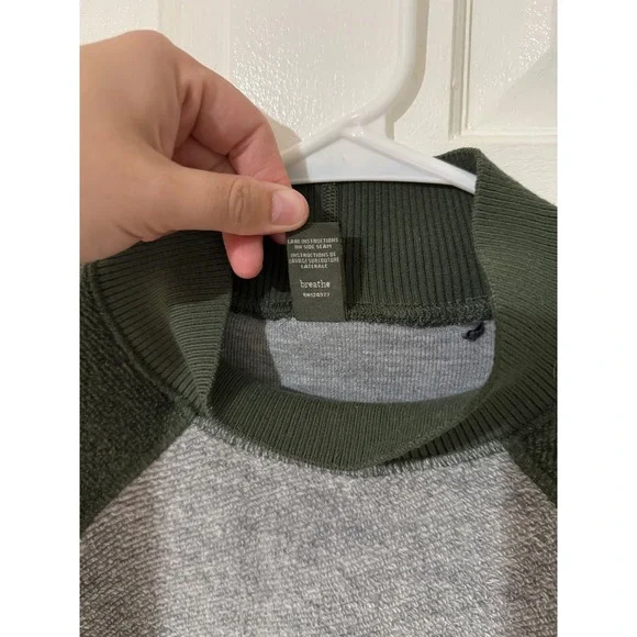 Prana Breathe Sweatshirt Womens Small Green Gray Recycled Wool Mock Neck - Picture 4 of 5